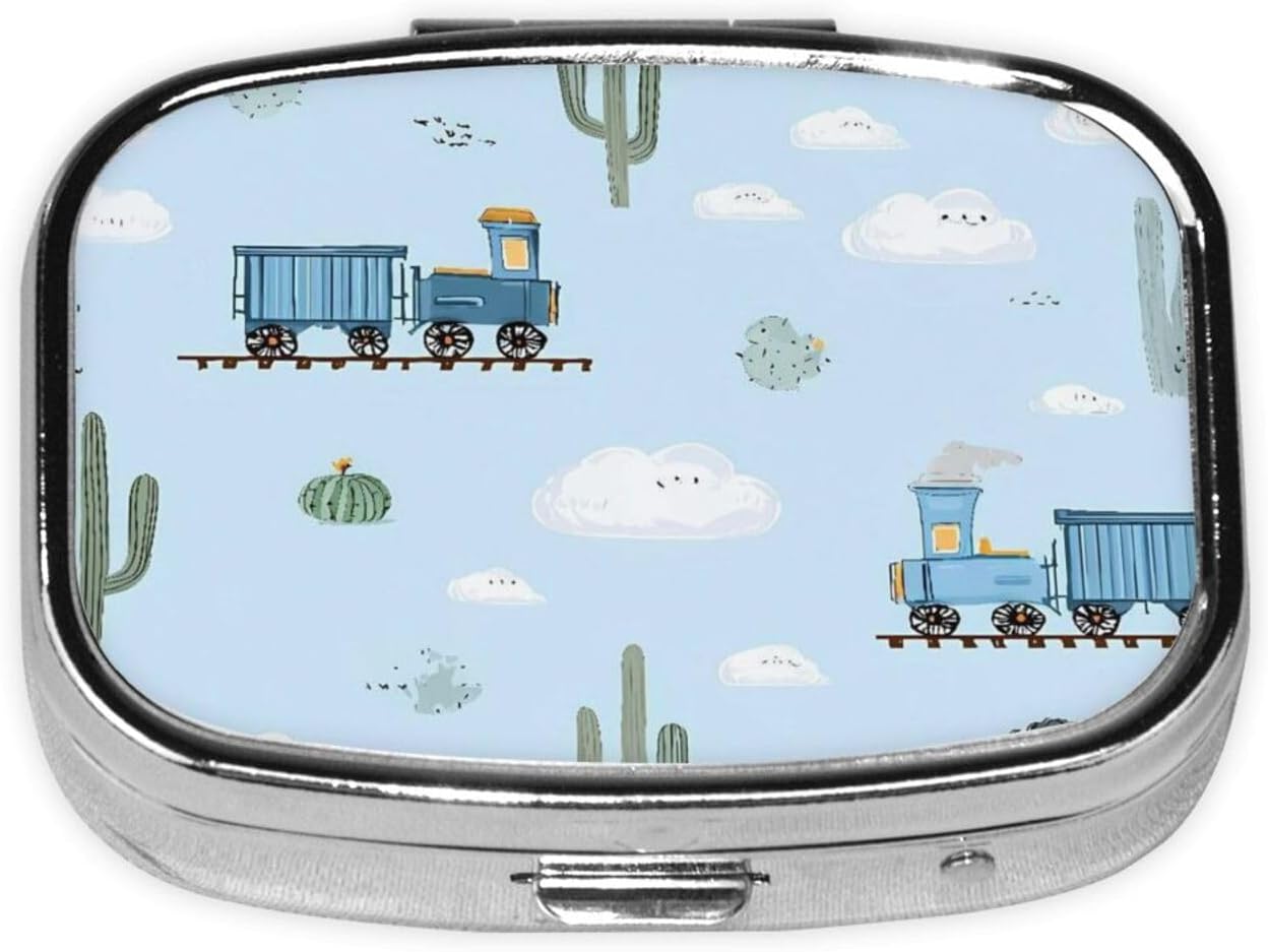 Mini Backpack Purse - Renkli tren şeklindeki kare ilaç kutusu,